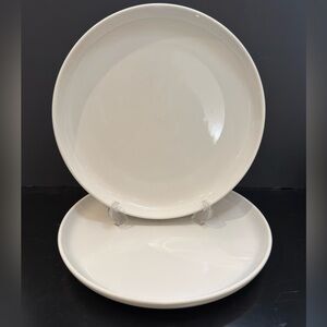 2 Over and Back St. Germain 10.5” White Porcelain Coupe Dinner Plates Set 2